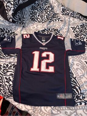 TOM BRADY NFL Nike Kids Navy Patriots Football Jersey #12